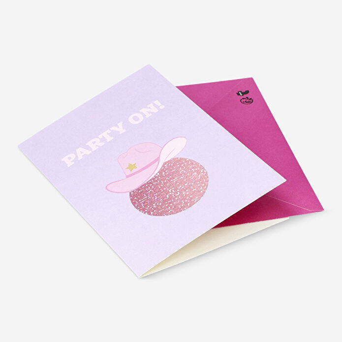 Flying Tiger Copenhagen Pembe Kovboy Şapkası Desenli Tebrik Kartı