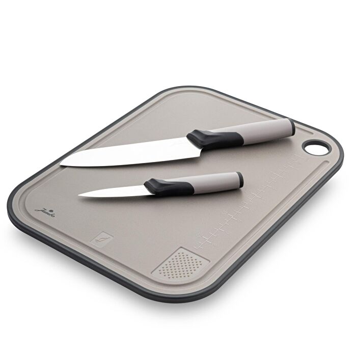 Jumbo Smart Grey Kesme Tahtası ve 2'li Bıçak Seti