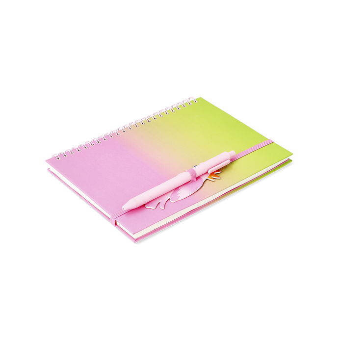 Flying Tiger Copenhagen Kuş Detaylı Kalem Tutuculu Spiralli Pembe Defter