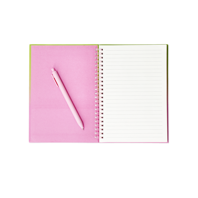 Flying Tiger Copenhagen Kuş Detaylı Kalem Tutuculu Spiralli Pembe Defter