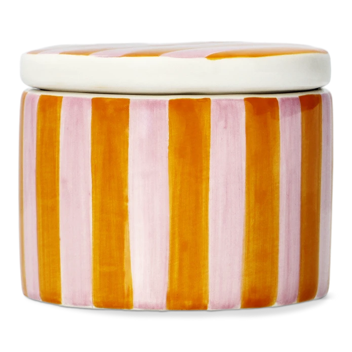 Flying Tiger Copenhagen Pembe Turuncu Kapaklı Seramik Kavanoz