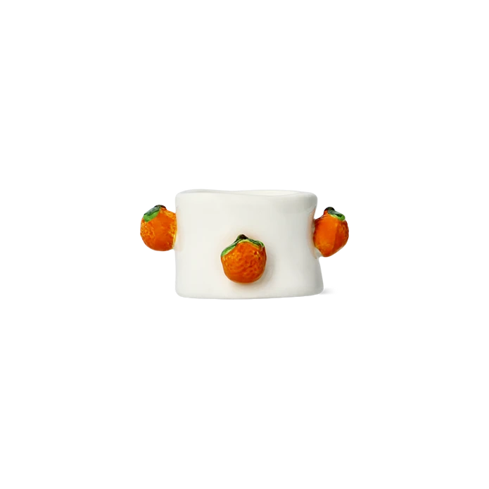 Flying Tiger Copenhagen Turuncu Portakal Detaylı Seramik Tealight Mumluk
