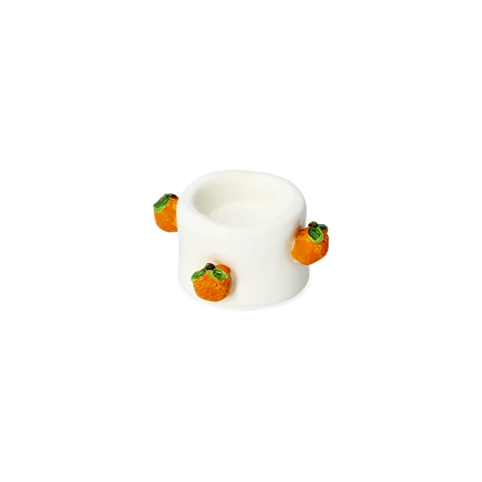 Flying Tiger Copenhagen Turuncu Portakal Detaylı Seramik Tealight Mumluk
