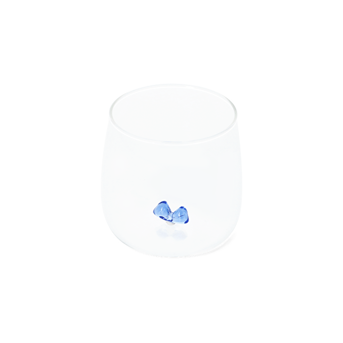Flying Tiger Copenhagen İçinde Mavi Kurdele Detaylı Cam Bardak