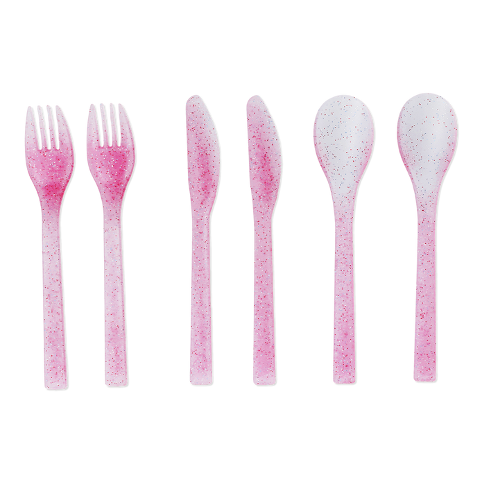 Flying Tiger Copenhagen 6'lı Pembe Plastik Çatal Kaşık Bıçak Seti