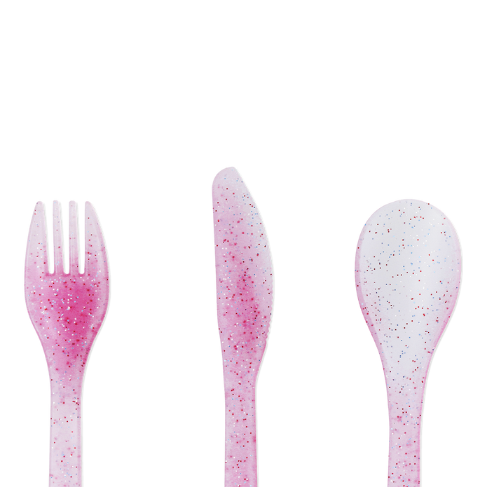 Flying Tiger Copenhagen 6'lı Pembe Plastik Çatal Kaşık Bıçak Seti