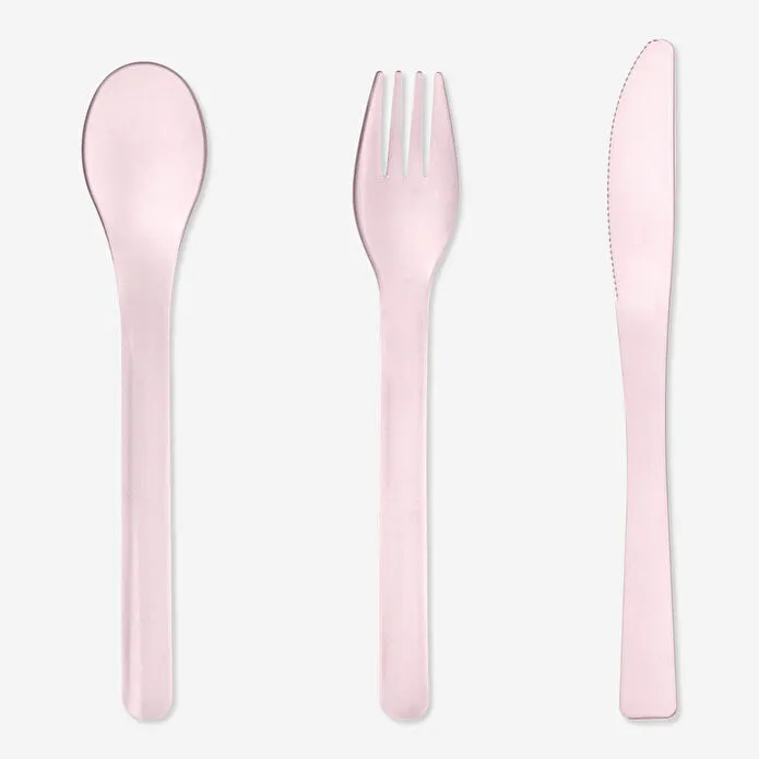 Flying Tiger Copenhagen Plastik Pembe Çatal Kaşık Bıçak Seti