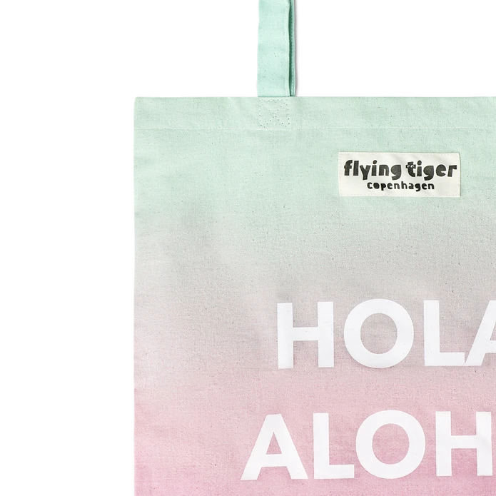 Flying Tiger Copenhagen Pembe Yeşil Yazlık Bez Çanta