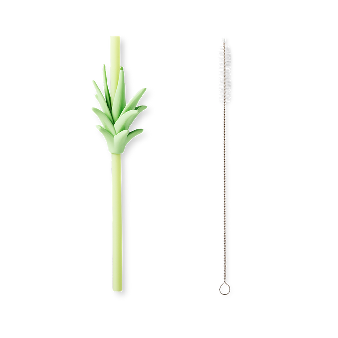 Flying Tiger Copenhagen 4'lü Yeşil Yaprak Detaylı Plastik Pipet