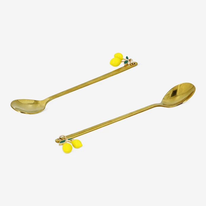 Flying Tiger Copenhagen 2'li Limon Detaylı Gold Tatlı Kaşığı