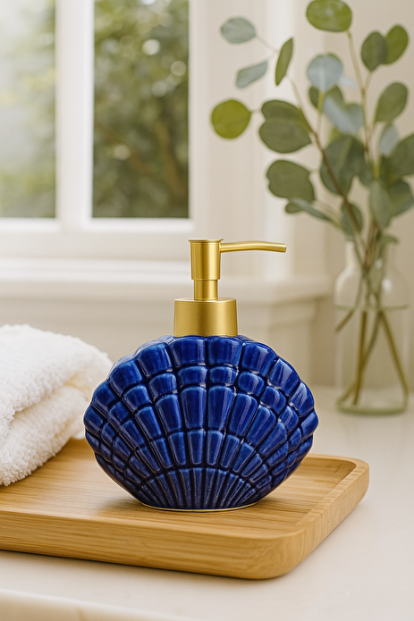 Flying Tiger Copenhagen Mavi Deniz Kabuğu Şeklinde Seramik Sıvı Sabunluk