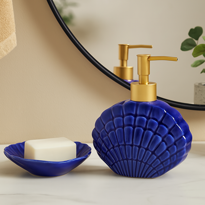 Flying Tiger Copenhagen Mavi Deniz Kabuğu Şeklinde Seramik Sıvı Sabunluk