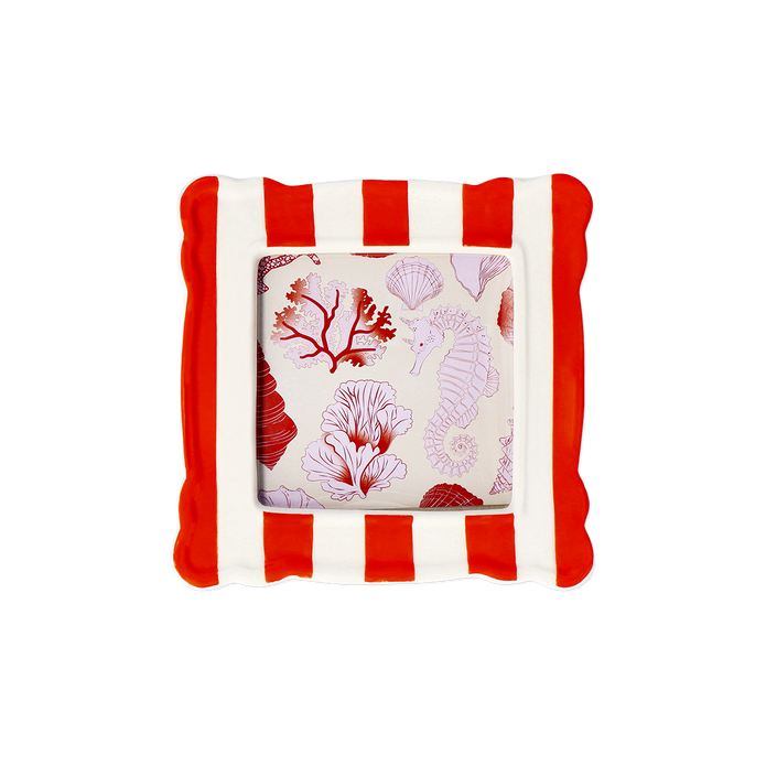 Flying Tiger Copenhagen Beyaz Turuncu Çizgili Seramik Çerçeve 10 cm x 15 cm