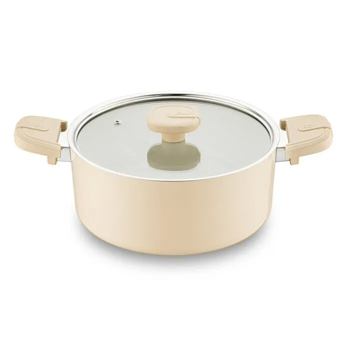 Jumbo Swiss Crystal Dark Cream 7 Parça İndüksiyon Tabanlı Tencere Seti