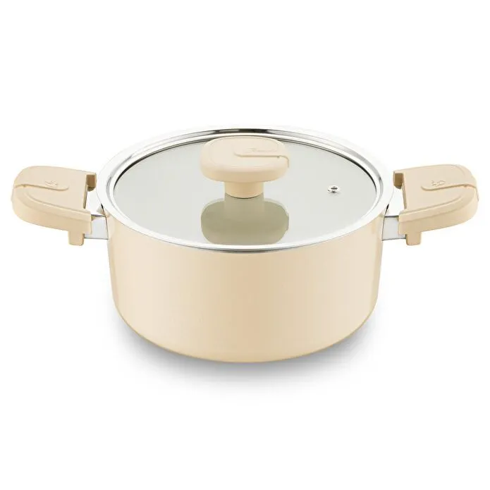 Jumbo Swiss Crystal Dark Cream 7 Parça İndüksiyon Tabanlı Tencere Seti