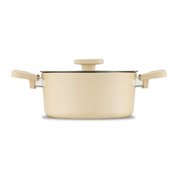 Jumbo Swiss Crystal Dark Cream 7 Parça İndüksiyon Tabanlı Tencere Seti