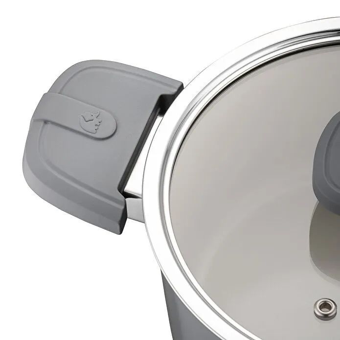 Jumbo Swiss Crystal Grey 7 Parça İndüksiyon Tabanlı Tencere Seti