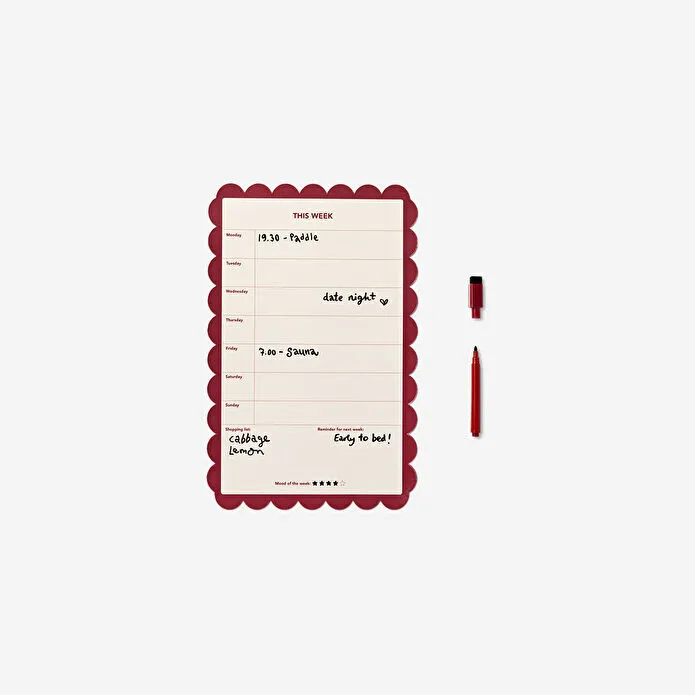 Flying Tiger Copenhagen Bordo Mıknatıslı Haftalık Planlayıcı