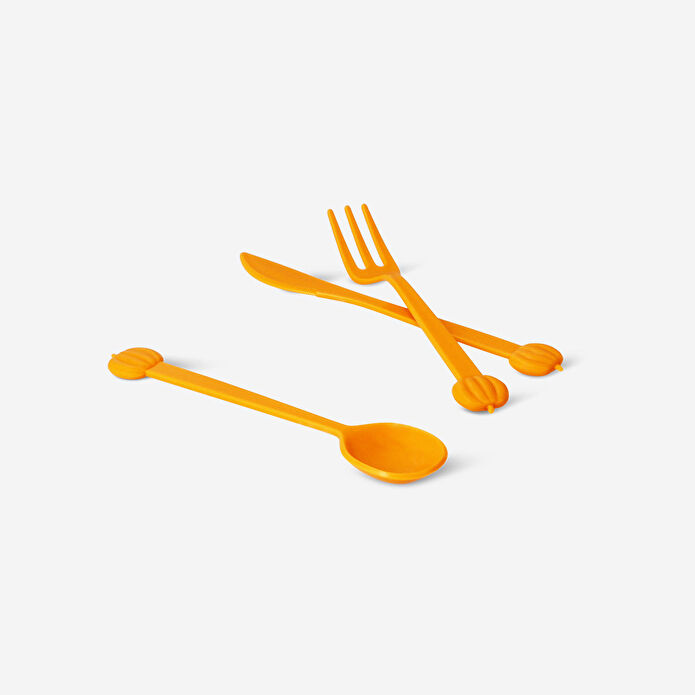 Flying Tiger Copenhagen Sonbahar Temalı 6 Parça Plastik Çatal Bıçak Kaşık Seti