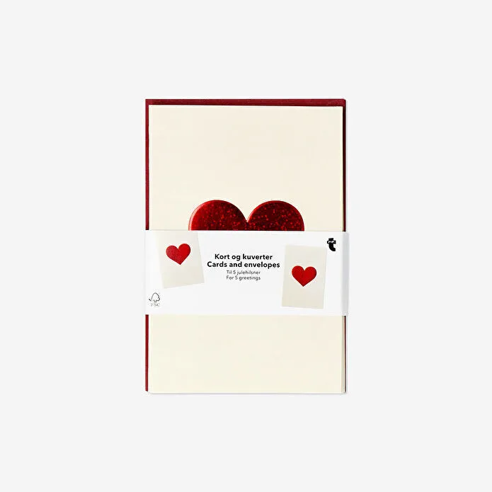 Flying Tiger Copenhagen Kalp Desenli 5'li Tebrik Kartı