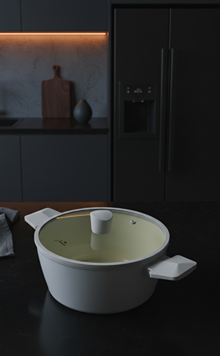 Jumbo Swiss Crystal Light Grey Derin Tencere 24 cm