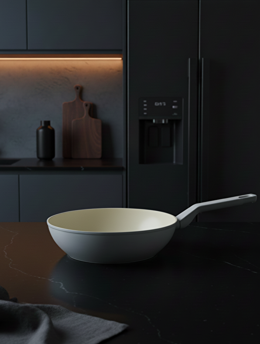 Jumbo Swiss Crystal Light Grey Wok Tava 28 cm