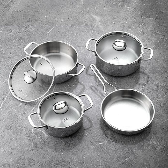 Jumbo Web New Lyon 7 Parça İndüksiyon Tabanlı Çelik Tencere Seti