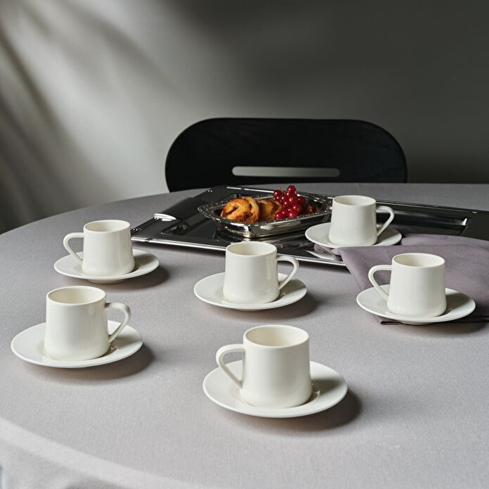 Jumbo Valetta Beyaz 12 Parça 6 Kişilik Fincan Takımı