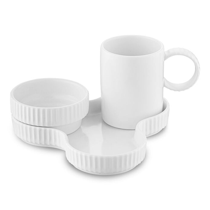 Jumbo Trigon Beyaz 2 Kişilik Kahve Fincan Takımı