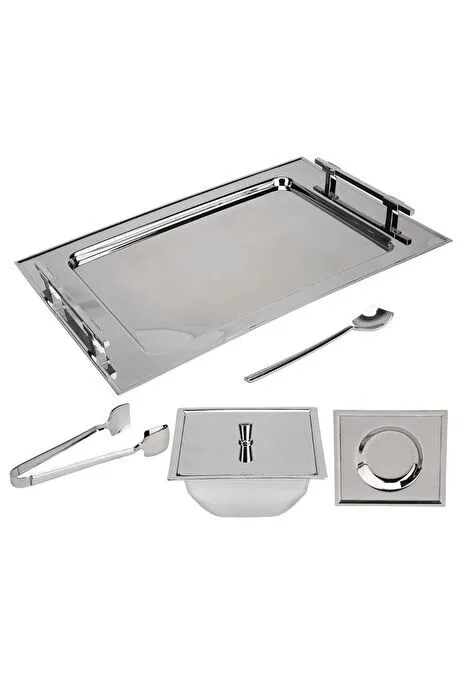 Jumbo New 9100 28 Parça Kare Çay Seti Çelik