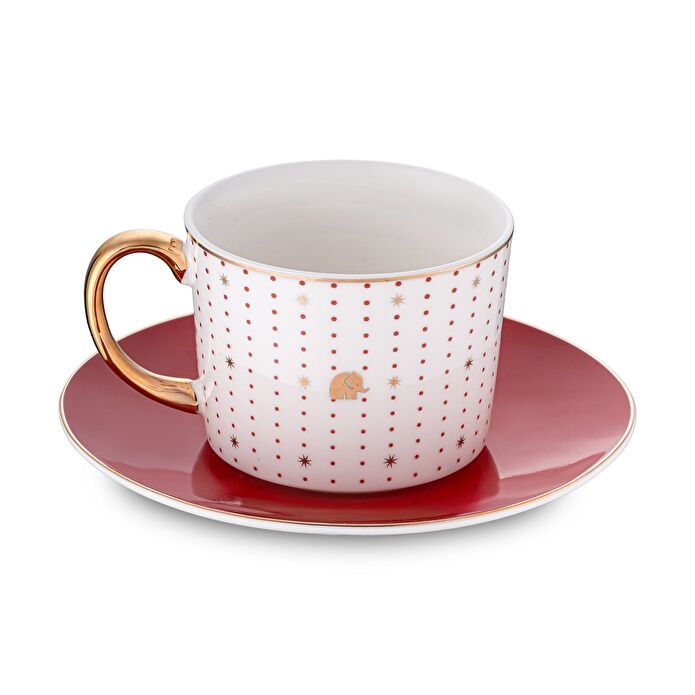 Jumbo Navy Kırmızı 2'li Çay Fincan Takımı 220 ml