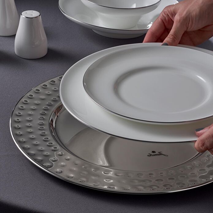 Jumbo Laurel Platin 55 Parça 12 Kişilik Yemek Takımı