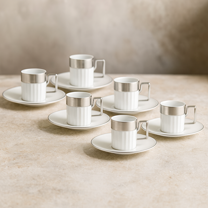 Jumbo Sorin-200 Platin 6 Kişilik Kahve Fincan Takımı