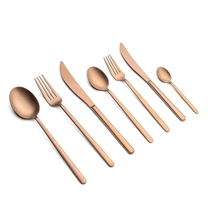 Jumbo 2900 Vannes Mocha Mousse 42 Parça 6 Kişilik Yemek Çatal Kaşık Bıçak Takımı