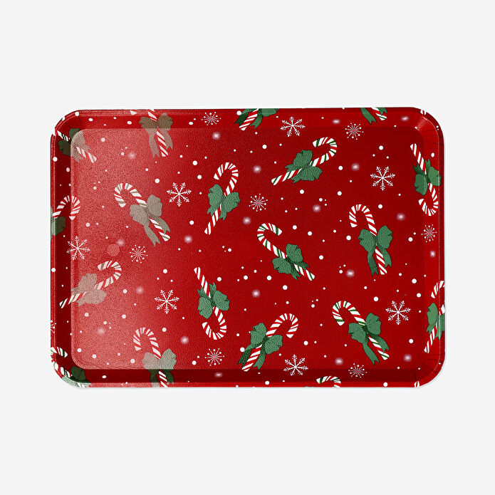 Flying Tiger Copenhagen Şeker Kamışı Desenli Kırmızı Küçük Tepsi