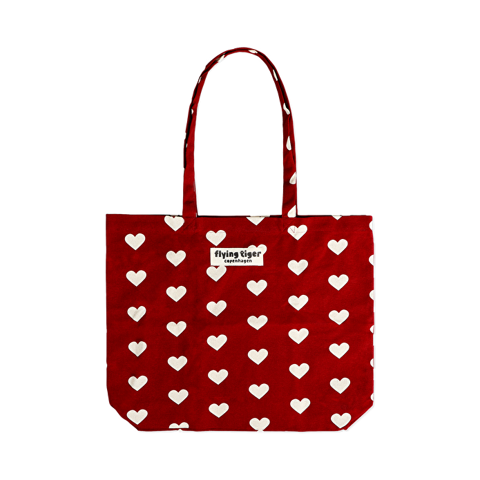 Flying Tiger Copenhagen Beyaz Kalpli Kırmızı Bez Çanta