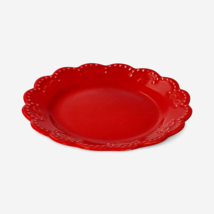 Flying Tiger Copenhagen Kırmızı Fiyonk Detaylı Küçük Tabak