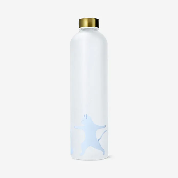 Flying Tiger Copenhagen Kedi Desenli Buzlu Cam Su Şişesi 1 L