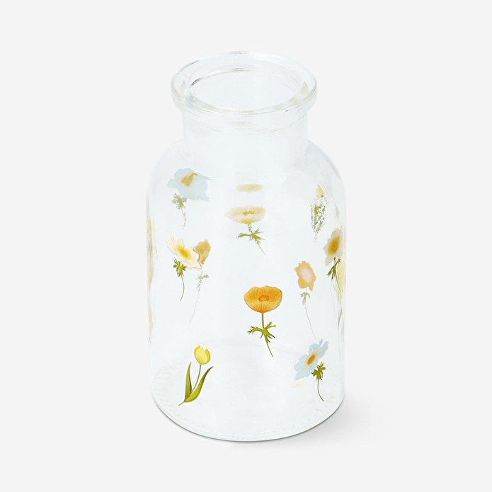 Flying Tiger Copenhagen Çiçek Desenli Cam Vazo 10 cm