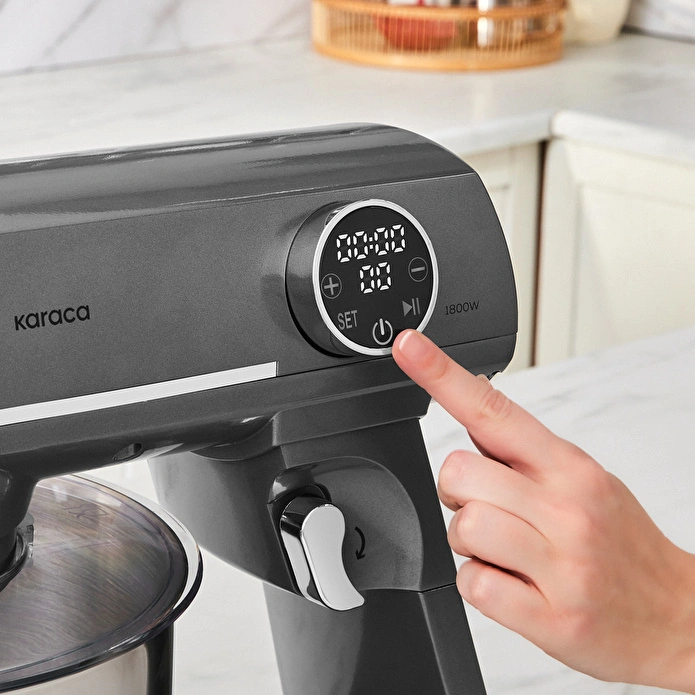 Karaca Multichef Artisan Digital Ekran Döküm Stand Mikser Antrasit 1800W 7L