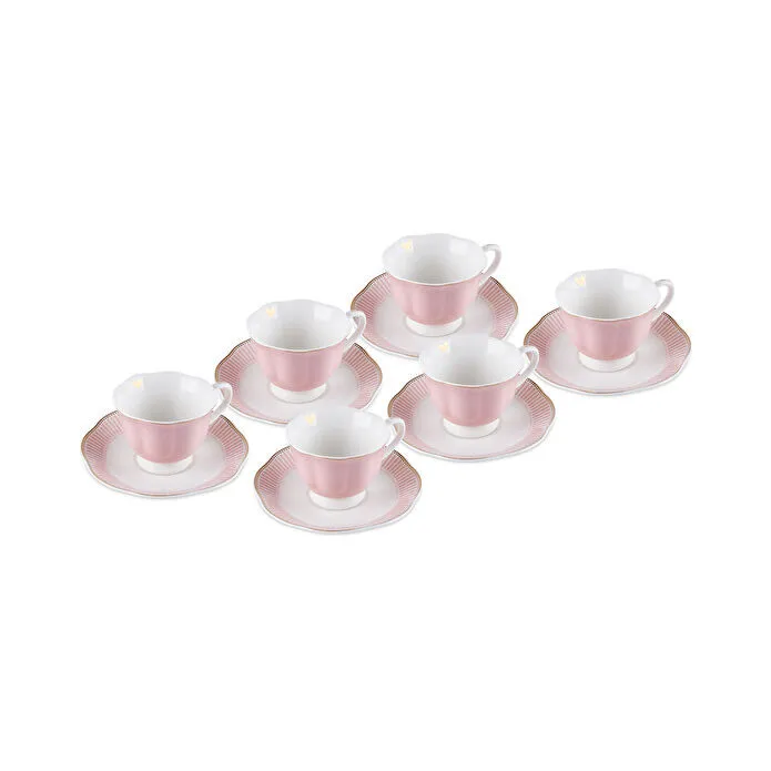 Karaca Piraye Pembe 6 Kişilik Kahve Fincan Takımı 80 ml