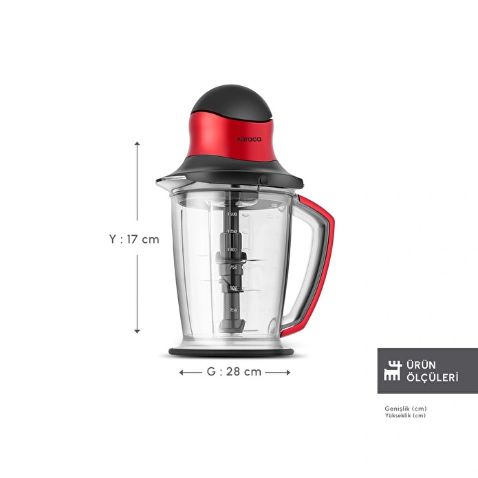 Karaca Multi XXL Doğrayıcı 1000w Imperial Red 1.5 L