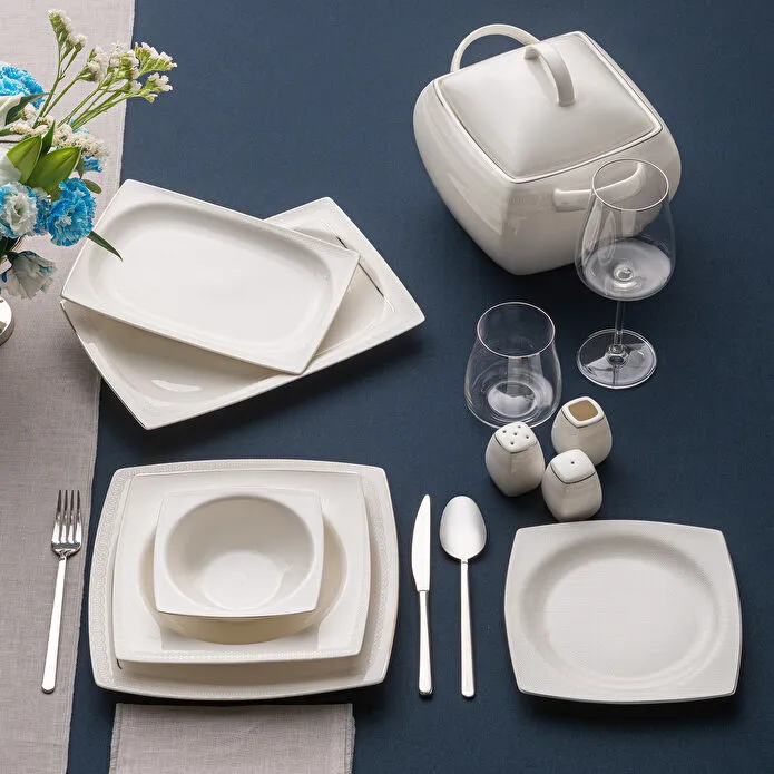 Emsan Zencerek Fine Bone 60 Parça 12 Kişilik Kare Yemek Takımı 