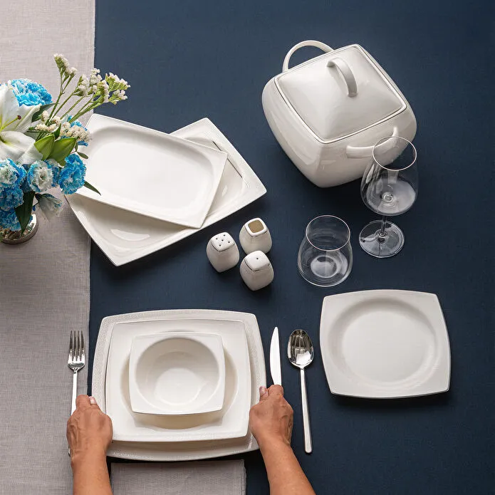 Emsan Zencerek Fine Bone 60 Parça 12 Kişilik Kare Yemek Takımı 