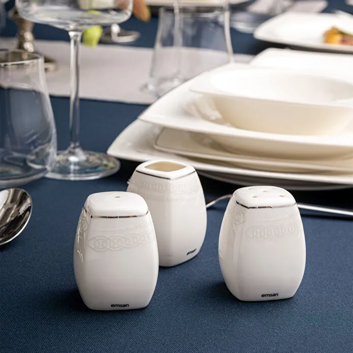 Emsan Zencerek Fine Bone 60 Parça 12 Kişilik Kare Yemek Takımı 