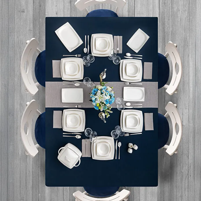 Emsan Zencerek Fine Bone 60 Parça 12 Kişilik Kare Yemek Takımı 