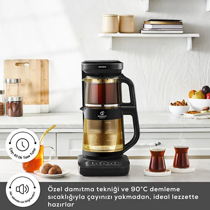 Karaca Çaysever Robotea Pro Connect 4 in 1 Konuşan Cam Çay Makinesi Agate