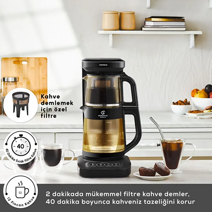 Karaca Çaysever Robotea Pro Connect 4 in 1 Konuşan Cam Çay Makinesi Agate