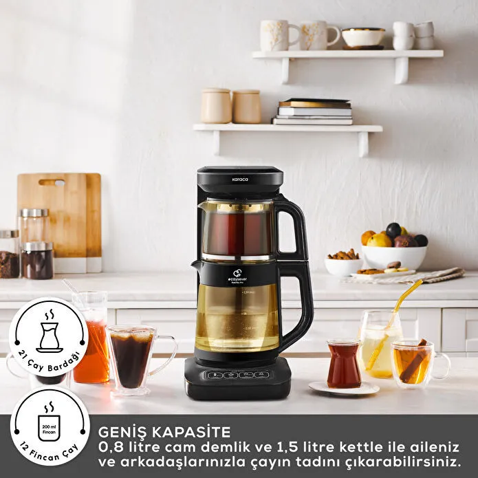 Karaca Çaysever Robotea Pro Connect 4 in 1 Konuşan Cam Çay Makinesi Agate