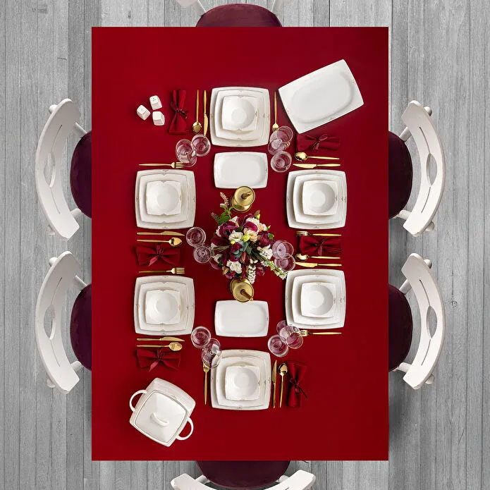 Emsan Fine Bone Estiva Gold 61 Parça 12 Kişilik Kare Yemek Takımı